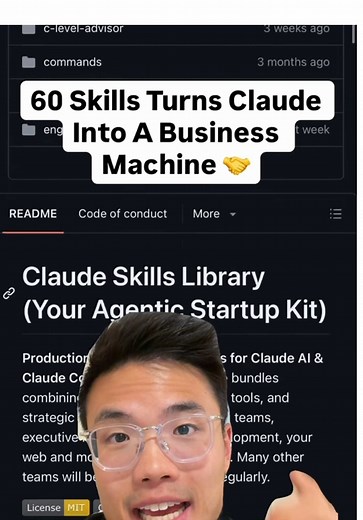 🚨 60 Claude skills on GitHub allows you to build Al employees that can handle marketing, data analysis, product management, programming and even C level advisors inside of Claude. If you want access to this GitHub repository, comment “Claude” and l’l send you the link. #claudeai #aiautomation #productivityhacks #aiagents #claudeskills