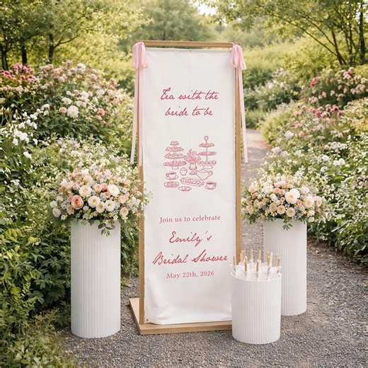 Tea Party Bridal Shower Sign, Personalized Bridal Shower Welcome Sign - Etsy