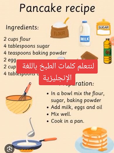طريقة عمل البان كيك باللغة الإنجليزية