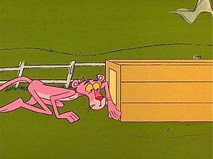 "Pink Panzer": It's a quiet morning as the Pink Panther lounges inhis easy chair reading his favorite book while his neighbor, Harry, happily mows his lawn. The quiet soon turns, though, as the Panther realizes that Harry is using HIS mower. "Le Feet's Defeat": Muddy La Feet, the dirtiest crook in France, escapes from Le Hoozgow Prison. "Pink On The Cob": The Pink Panther decides to try hishand at farming, growing corn and opening a roadside stand to sell it. | Pink Panther