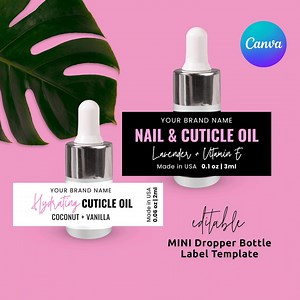 MINI Dropper Bottle Label Template Canva: Girly Pink & Black 1ml 2ml 3ml 5ml Cuticle Oil Vials Stickers, Digital Download - Etsy