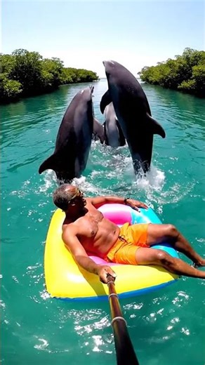 Friendly Dolphins Follow My River Float For Miles! 🐬✨🌊