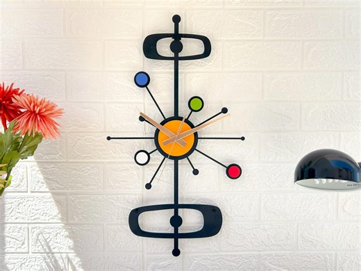 Large Mid Century Modern Wall Clock, Retro Wood Wall Clock, Wall Clock Unique, Clock for Wall, Starburst Clock, MCM Art Clock, Farmhouse - Etsy UK