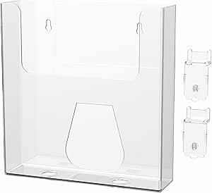 Marketing Holders 4 Pack Slatwall Magazine Brochure Rack 8.5 Inch Wide Literature Holder Clear Acrylic Slot Wall Magazine Brochure Displays for Salons Medical Facility Library Realtors Office