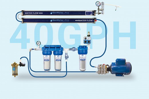 Watermaker: 40 GPH Dual Membrane, AC 110-220 V. 970 W. | SeaWater Pro