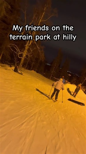 Terrain park at hilly #skiingstunts #ski #skiing #skiingforbeginners #skiingisfun #skiingtechniques