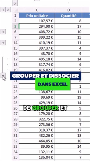 🗂️ Tu veux masquer et afficher des lignes ou colonnes plus facilement dans Excel ? 💡 Mes Tutos Excel te montrent comment utiliser Grouper et Dissocier pour organiser ton fichier avec les petits boutons / - 🚀 🧠 Le principe Quand ton tableau contient beaucoup d’informations, tu peux regrouper certaines lignes ou colonnes pour alléger l’affichage. 👉 Tu gardes tes données dans le fichier 👉 Tu peux les masquer en un clic 👉 Tu peux les réafficher avec les petits boutons / - 👉 Ton tableau devie