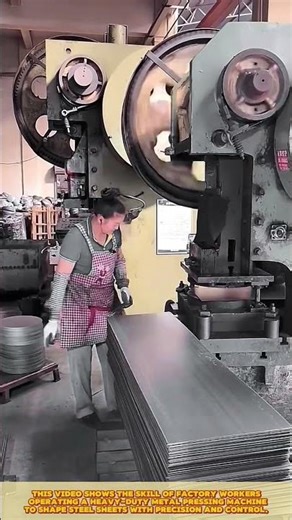 Skilled Worker Pressing Metal Precisely #workprocess #factory #metalfabrication