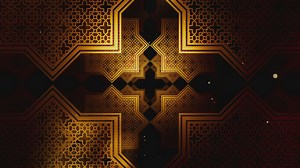 Gold Ramadan Kareem In Islamic pattern spinning - Free Stock Video