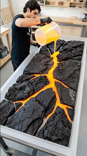 DIY Epoxy Resin Lava Kitchen Tabletop #diy #aesthetic #epoxy