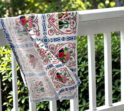 Vintage Marlene Linens Scandinavian Dutch Provincial Pattern Rectangular Table Cloth, 64 by 48 Inches - Etsy