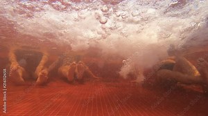 People in the pool. Women take a bath with thermal water. Rest for the body. Relaxation of the body.