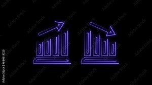 Glowing neon line Graph Growth Chart Info graphics Profit Stats Animation . Cool linear minimalistic graph report icon animation.