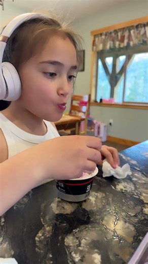 Cute Girl Eating Dannon Yogurt with Blueberry #dannon #yogurt #shorts #viral #cutegirl #blueberry