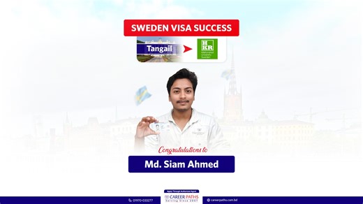Visa Success Story of Mr. Md. Siam Ahmed after HSC 💥 LION FERDOUS ALAM FIROZ COLLEGE, Tangail to Kristianstad University, Sweden 🎉 Congratulations to Mr. Md. Siam Ahmed for securing his Sweden Student Visa at Bachelor in Computer Science & Engineering 🌻 We are incredibly proud to have guided him on this journey. Here’s to a new chapter, new experiences, and a bright future ahead. Keep shining! ✨ 👨‍🎓 Ready to Create Your Own Success Story? 📝 Book an Appointment for Free Counseling: careerpa