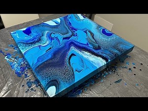OCEAN BLUE Puddle Pour 🌊 Acrylic Pouring for Beginners