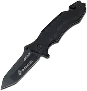 MTECH USA M-A1028BP US Marines Stainless Steel Plain Blade Close Spring Assisted Folder Knife, 5-Inch Closed Length, Black Handle
