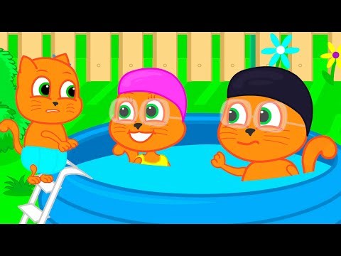 Cats Family in English - Swimming Is Forbidden Cartoon for Kids