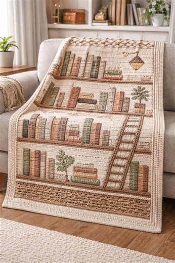 Overlay Mosaic Crochet Handmade Bookshelf Blanket Pattern PDF, Mosaic Bookcase Extended - Etsy