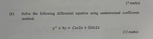 Solve the following differential equation using undetermined co... | Filo