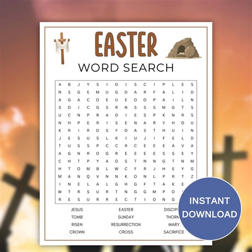 Printable Christian Easter Word Search, Religious Easter Activity for Church Groups, Bible Easter Activity for Sunday School - Etsy