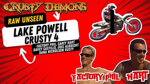 3K views · 49 reactions | Dana Nicholson takes Carey Hart, Factory Phil, Davey Castillo and Joel Albright to Lake Powell to film. They manage to get in some wakeboarding and cliff jumping as well. | Crusty Demons | Facebook