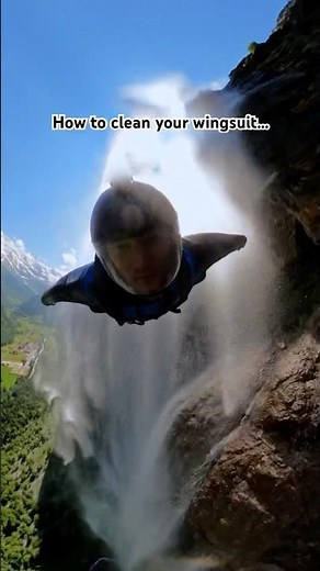Wingsuit Flight through Waterfall 🎬 Chris Finck #Shorts #BASE