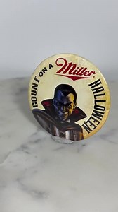 Miller Beer Dracula Pinback Button: Vintage Promo - Halloween Accessory