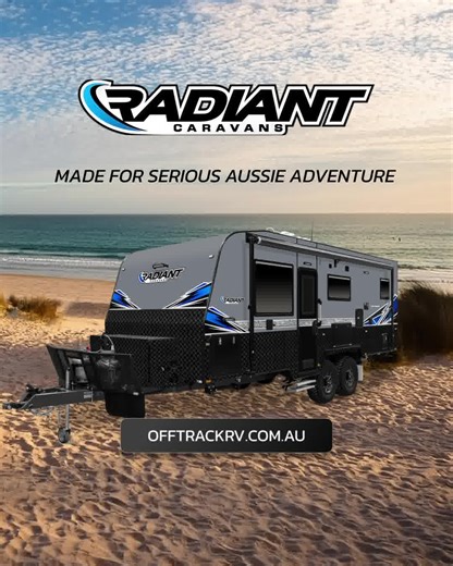 DISCOVER THE RADIANT OUTBACK AT OFF TRACK RV. Best Value Caravan in Australia Under $100K – Australian Made 🇦🇺 Experience the ultimate blend of durability, innovation, and value with the Radiant Outback. Packed with everything you need for thrilling adventures, this caravan is designed to conquer the outback with ease. Key Features: Tuff Ride Independent Coil Suspension ✅ 1 x 200AH Lithium Battery ✅ 3 x 200W Solar Panels ✅ Honeycomb Floor ✅ One-Piece Composite Roof ✅ Dometic Dust Reduction Sys