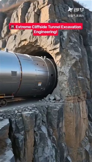 🚇⚙️ Massive Tunnel Boring Machine Operation on Mountain Cliffside #automobile #constructionchannel