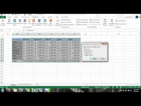 Excel 2013 Tutorial For Noobs Part 30: How to Name Cells With Create From Selection & Name Manager