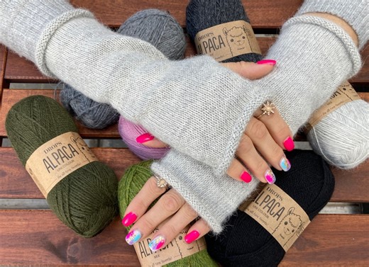 Handmade Alpaca Fingerless Gloves: Knitted Wrist Warmers - Etsy