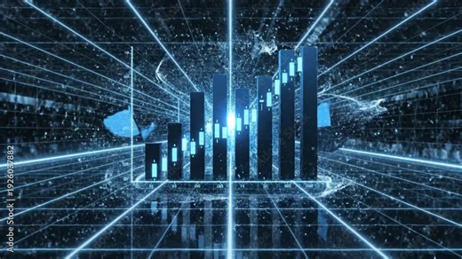 Futuristic data visualization of statistical graphs and charts in a virtual environment from a panoramic viewpoint