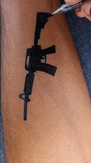 M416 Gun Tattoo at Home with Gel Pen | ✍️❤️ #tattoo #shorts