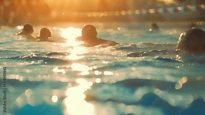 Faint outlines of swimmers practicing their strokes in the water. Stock Video