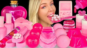 ASMR Mukbang, Pink Dessert, Edible Nail Polish, GameBoy, Heart Drink, Raspberry Jelly, Sour Candy 먹방 YouTube channel: https://www.youtube.com/watch?v=K_Q5-UocHdE Instagram: @nay_macraycray https://www.instagram.com/nay_macraycray What is ASMR and why am I whispering? ASMR (autonomous sensory meridian response) is a relaxing, often sedative sensation that begins on the scalp and moves down the body. Also known as "brain tingles," or "brain massage" and is triggered by placid sights and sounds suc