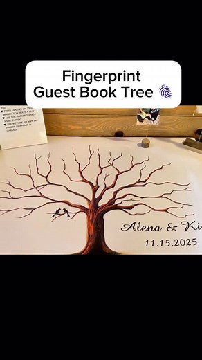 The cutest guest book idea ~ a fingerprint tree where guests add their little “leaf” and sign underneath. 🫆🍃 Such a meaningful keepsake for the couple and everyone loved doing it! 🥰 ✨Tap my Stan Store in my Bio for a link to one like this for your wedding. #FingerprintTree #WeddingGuestBook #weddingday #WeddingInspiration #weddingideas | The Barn of Chapeau Shores