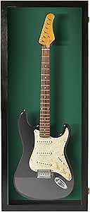 Electric Guitar Display Case - Acrylic Electric Guitar Case - Guitar Display Case Wall Mount, Guitar Wall Case Made from Hardwood Frame & Clear Acrylic | Black w/Green Felt