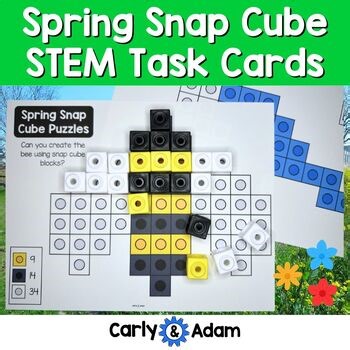 Spring Snap Cube Puzzles STEM Task Cards Preschool and Kindergarten