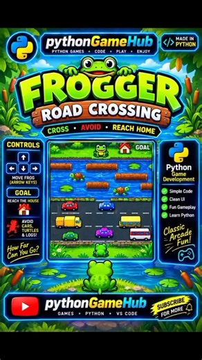 I Built a Frogger Road Crossing Game in Python! 🐸 | Made with Pygame