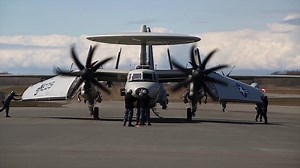 Watch as a U.S. Navy E-2C Hawkeye from Carrier Airborne Early Warning Squadron (VAW) 117 opens up its wings and takes flight during Northern Edge, an ongoing biennial U.S. Pacific Command exercise in Alaska that prepares joint U.S. forces to respond to crises. | U.S. Pacific Fleet