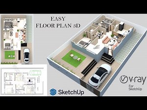 How To Create 3D floor plan l 2D to 3D l Sketchup l VRay