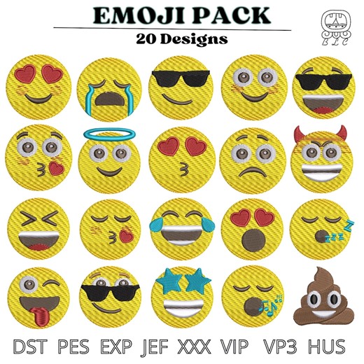 EMOJI PACK Digital Embroidery Files - Etsy
