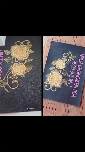 Stitching out a new design this week - are you team gold or team pink? 🤔 #smallbusiness #sleeptoken #roses #embroidery #custom