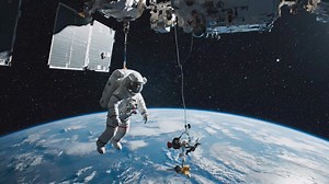 A moment of awe during a routine spacewalk. Tethered 250 km above Earth, an astronaut services the ISS as the ethereal glow of the aurora borealis paints the heavens. A breathtaking reminder of the beauty and fragility of our planet. 🌍✨🚀 #Spacewalk #AuroraBorealis #ISS #NASA #spaceexploration | Space AstroVision