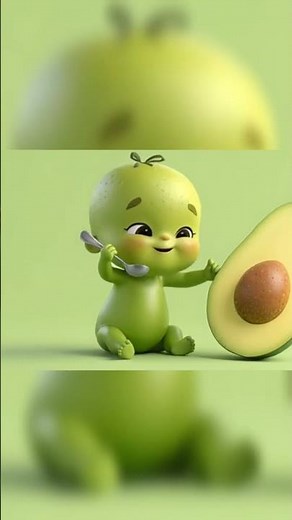 🌱🥑 Cute Avocado Boy Eating Avocado | Adorable 3D Cartoon