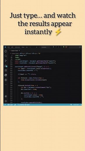 Live Search Bar with HTML CSS JavaScript 🔥 #shorts #tech