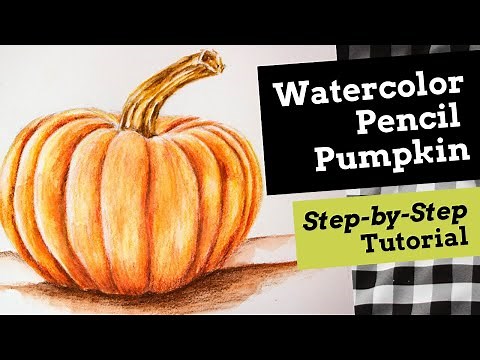 Watercolor Pencil Step by Step Tutorial: Fall Pumpkin