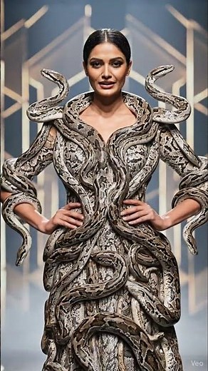 🔥 “Real Python Dress on Runway | Serpent Couture Fashion Show”#shorts