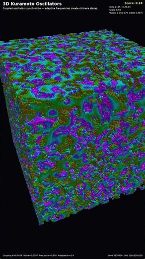 3D Kuramoto Oscillators — 3D Coupled Oscillators #Shorts